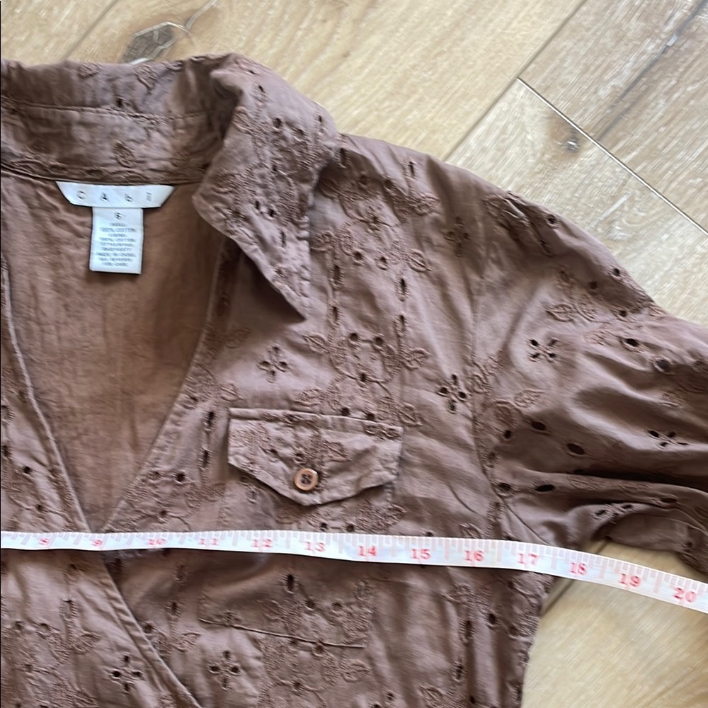 CAbi Faux Wrap Dress Floral Brown Sz 6 - Picture 5 of 13
